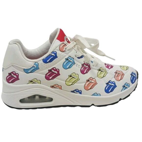 Skechers X ROLLING STONES Uno Sneakers Sz 9 White Multicolor TONGUE Say It Loud - Picture 6 of 16